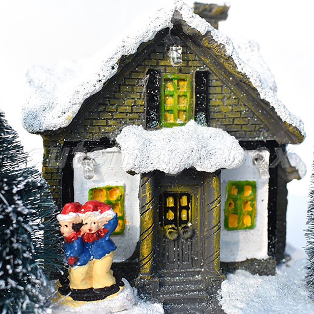 1pc Light Up Christmas House Ornament Christmas Scene House Town