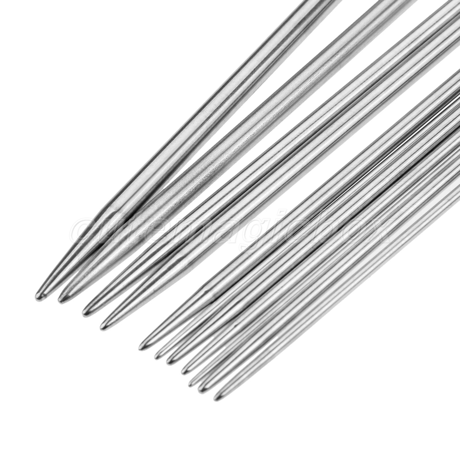 44Pcs 25cm Stainless Double Pointed Knitting Needles 1.5mm5mm Silver