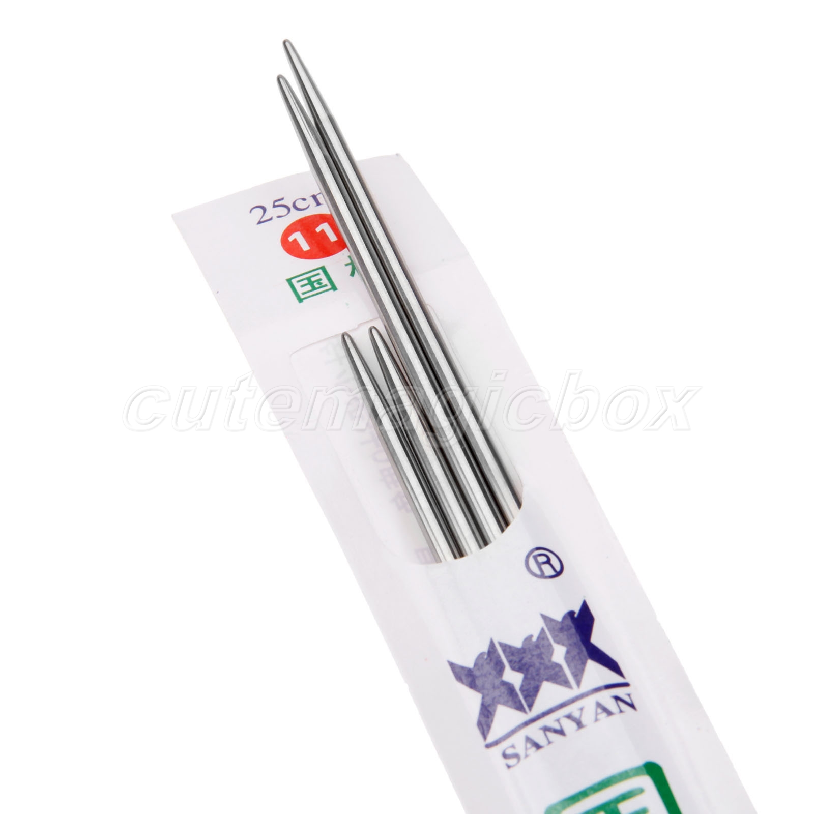 44Pcs 25cm Stainless Double Pointed Knitting Needles 1.5mm5mm Silver