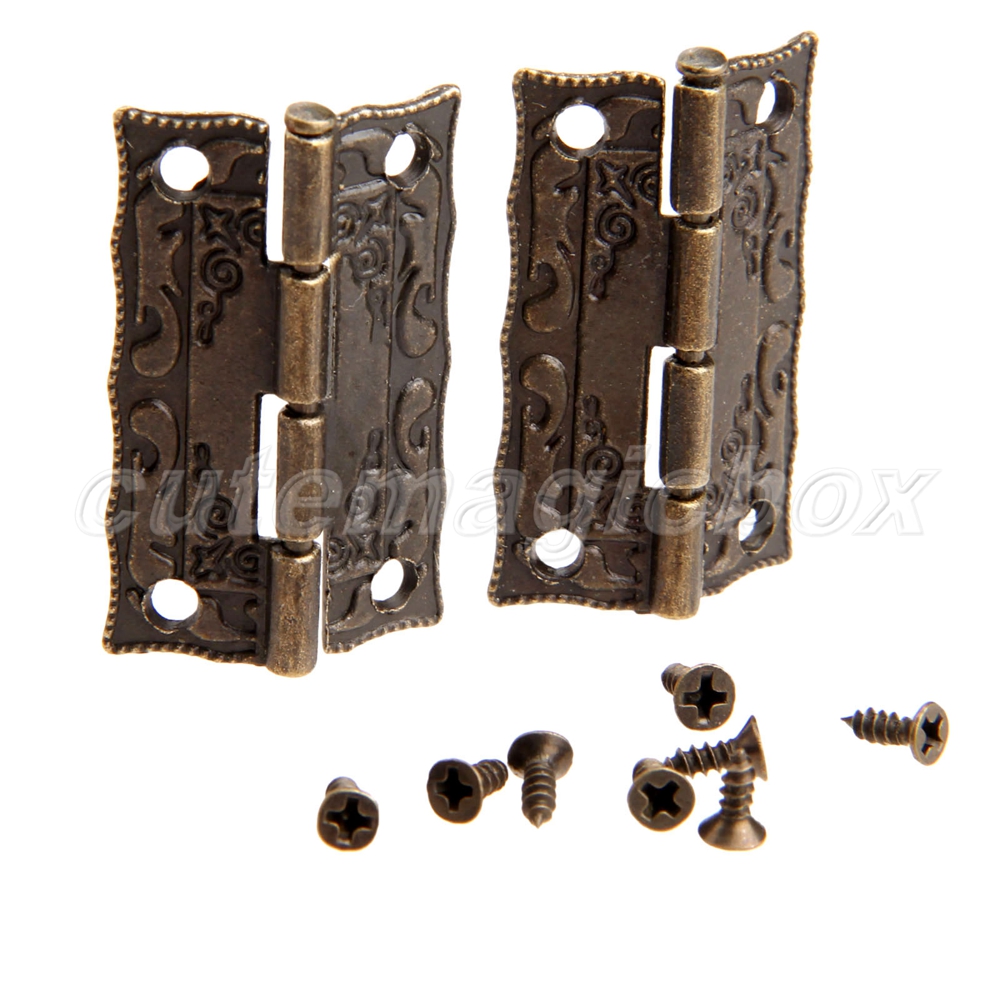 10Pcs 36*23mm Antique Bronze Door Hinges Furniture Jewelry Box